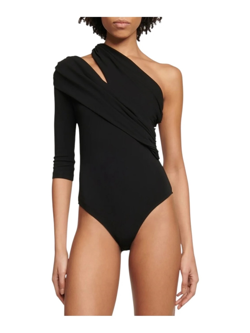 Alexander McQueen Black One-Shoulder Ruched One-Piece